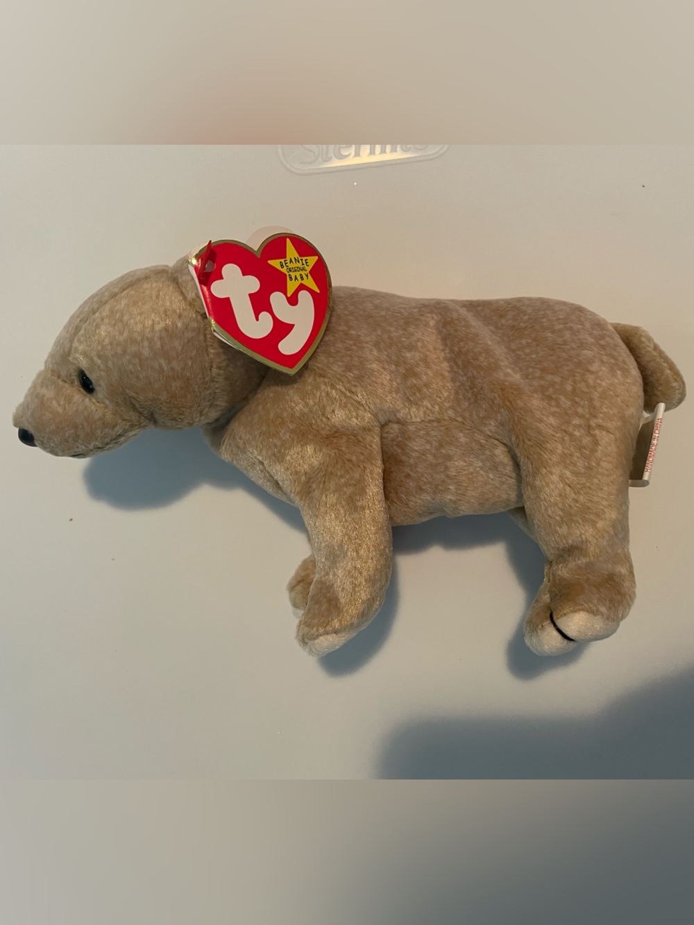 1999 Beanie baby Ty Plush Almond bear in Light Brown with Heart Tag